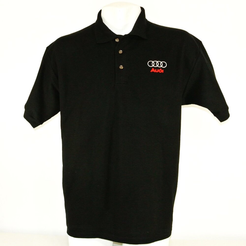 AUDI Vintage 1990s Car Dealership Employee Uniform Polo Shirt Black NEW Size M